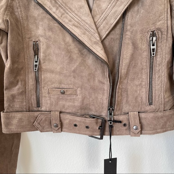 Blank NYC 100% Suede Leather Moto Biker Tan Jacket S - Picture 8 of 14